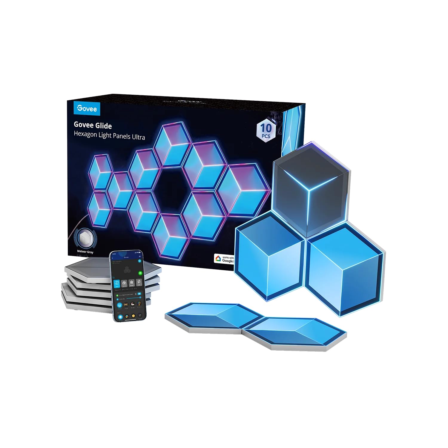 Govee Glide Hexagon ライトパネル 10枚 Govee Glide Hexagon Light Panels Ultra Meteor grey 7Pack